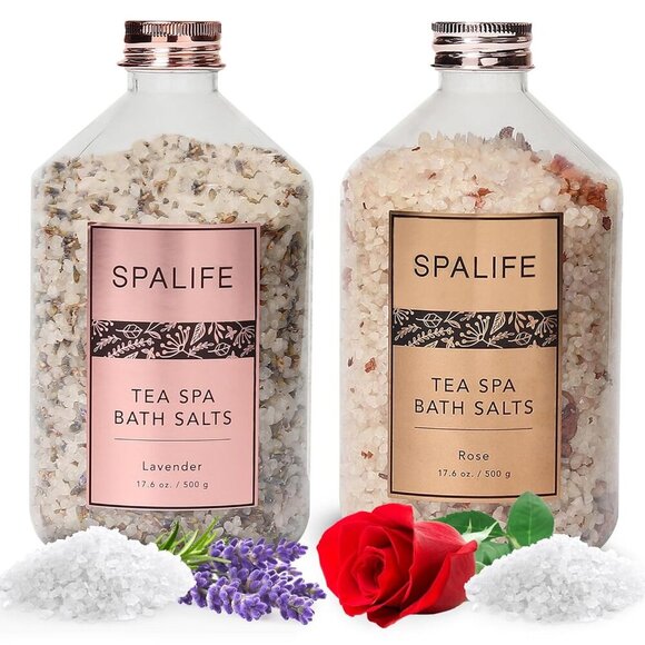 Other - Tea Spa Petal-Infused Effervescent Mineral Bath Salts - Lavender & Rose, 2-Pack